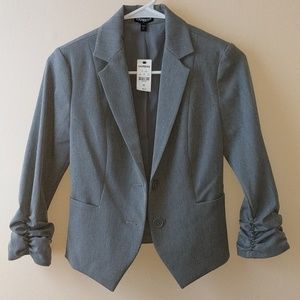 NWT Express Gray Ruched 3/4 Sleeve Blazer